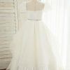 Flower Girl Dresses | Ball-Gown/Princess Scoop Floor-Length Organza/Satin Flower Girl Dress Ivory – Girls