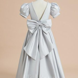 Flower Girl Dresses | Ball-Gown/Princess Scoop Floor-Length Satin Flower Girl Dress As Picture – Girls