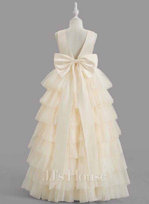 Flower Girl Dresses | Ball-Gown/Princess Scoop Floor-Length Satin/Tulle Flower Girl Dress As Picture – Girls