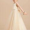 Flower Girl Dresses | Ball-Gown/Princess Scoop Floor-Length Satin/Tulle Flower Girl Dress As Picture – Girls