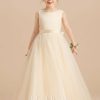 Flower Girl Dresses | Ball-Gown/Princess Scoop Floor-Length Satin/Tulle Flower Girl Dress As Picture – Girls