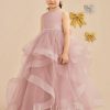 Flower Girl Dresses | Ball-Gown/Princess Scoop Floor-Length Satin/Tulle Flower Girl Dress Dusty Rose – Girls