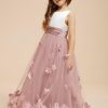 Flower Girl Dresses | Ball-Gown/Princess Scoop Floor-Length Satin/Tulle Flower Girl Dress Dusty Rose – Girls