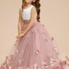 Flower Girl Dresses | Ball-Gown/Princess Scoop Floor-Length Satin/Tulle Flower Girl Dress Dusty Rose – Girls