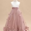 Flower Girl Dresses | Ball-Gown/Princess Scoop Floor-Length Satin/Tulle Flower Girl Dress Dusty Rose – Girls