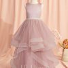 Flower Girl Dresses | Ball-Gown/Princess Scoop Floor-Length Satin/Tulle Flower Girl Dress Dusty Rose – Girls