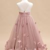 Flower Girl Dresses | Ball-Gown/Princess Scoop Floor-Length Satin/Tulle Flower Girl Dress Dusty Rose – Girls