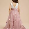 Flower Girl Dresses | Ball-Gown/Princess Scoop Floor-Length Satin/Tulle Flower Girl Dress Dusty Rose – Girls