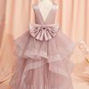 Flower Girl Dresses | Ball-Gown/Princess Scoop Floor-Length Satin/Tulle Flower Girl Dress Dusty Rose – Girls