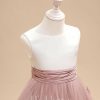 Flower Girl Dresses | Ball-Gown/Princess Scoop Floor-Length Satin/Tulle Flower Girl Dress Dusty Rose – Girls