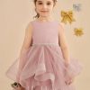 Flower Girl Dresses | Ball-Gown/Princess Scoop Floor-Length Satin/Tulle Flower Girl Dress Dusty Rose – Girls