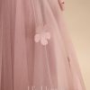 Flower Girl Dresses | Ball-Gown/Princess Scoop Floor-Length Satin/Tulle Flower Girl Dress Dusty Rose – Girls