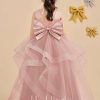 Flower Girl Dresses | Ball-Gown/Princess Scoop Floor-Length Satin/Tulle Flower Girl Dress Dusty Rose – Girls