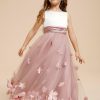 Flower Girl Dresses | Ball-Gown/Princess Scoop Floor-Length Satin/Tulle Flower Girl Dress Dusty Rose – Girls