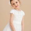 Flower Girl Dresses | Ball-Gown/Princess Scoop Floor-Length Satin/Tulle Flower Girl Dress Ivory – Girls