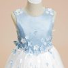 Flower Girl Dresses | Ball-Gown/Princess Scoop Floor-Length Satin/Tulle Flower Girl Dress Sky Blue – Girls