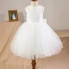 Flower Girl Dresses | Ball-Gown/Princess Scoop Knee-Length Lace/Satin/Tulle Flower Girl Dress Ivory – Girls