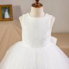 Flower Girl Dresses | Ball-Gown/Princess Scoop Knee-Length Lace/Satin/Tulle Flower Girl Dress Ivory – Girls