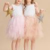 Flower Girl Dresses | Ball-Gown/Princess Scoop Knee-Length Lace/Tulle Flower Girl Dress Blushing Pink – Girls