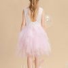 Flower Girl Dresses | Ball-Gown/Princess Scoop Knee-Length Lace/Tulle Flower Girl Dress Blushing Pink – Girls