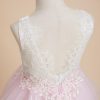 Flower Girl Dresses | Ball-Gown/Princess Scoop Knee-Length Lace/Tulle Flower Girl Dress Blushing Pink – Girls