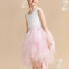 Flower Girl Dresses | Ball-Gown/Princess Scoop Knee-Length Lace/Tulle Flower Girl Dress Blushing Pink – Girls