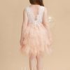 Flower Girl Dresses | Ball-Gown/Princess Scoop Knee-Length Lace/Tulle Flower Girl Dress Blushing Pink – Girls