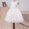 Flower Girl Dresses | Ball-Gown/Princess Scoop Knee-Length Lace/Tulle Flower Girl Dress Ivory – Girls