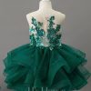 Flower Girl Dresses | Ball-Gown/Princess Scoop Knee-Length Lace/Tulle/Sequin Flower Girl Dress Dark Green – Girls