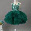 Flower Girl Dresses | Ball-Gown/Princess Scoop Knee-Length Lace/Tulle/Sequin Flower Girl Dress Dark Green – Girls