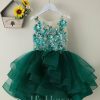 Flower Girl Dresses | Ball-Gown/Princess Scoop Knee-Length Lace/Tulle/Sequin Flower Girl Dress Dark Green – Girls