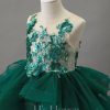 Flower Girl Dresses | Ball-Gown/Princess Scoop Knee-Length Lace/Tulle/Sequin Flower Girl Dress Dark Green – Girls