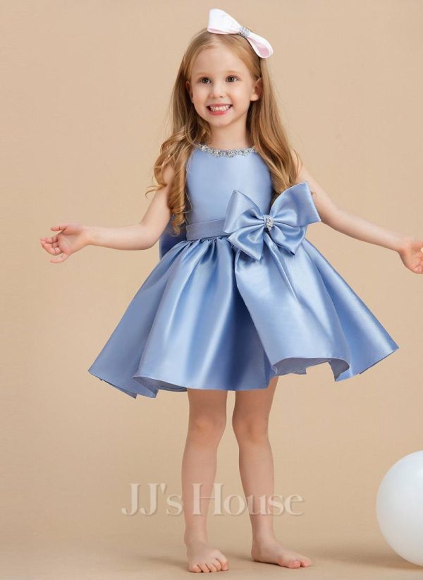 Flower Girl Dresses | Ball-Gown/Princess Scoop Knee-Length Satin Flower Girl Dress As Picture – Girls