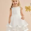 Flower Girl Dresses | Ball-Gown/Princess Scoop Knee-Length Satin/Tulle Flower Girl Dress Ivory – Girls