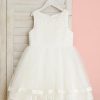 Flower Girl Dresses | Ball-Gown/Princess Scoop Knee-Length Satin/Tulle Flower Girl Dress Ivory – Girls