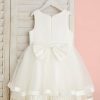 Flower Girl Dresses | Ball-Gown/Princess Scoop Knee-Length Satin/Tulle Flower Girl Dress Ivory – Girls