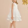 Flower Girl Dresses | Ball-Gown/Princess Scoop Knee-Length Satin/Tulle Flower Girl Dress Ivory – Girls