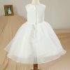 Flower Girl Dresses | Ball-Gown/Princess Scoop Knee-Length Satin/Tulle Flower Girl Dress Ivory – Girls