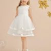 Flower Girl Dresses | Ball-Gown/Princess Scoop Knee-Length Satin/Tulle Flower Girl Dress Ivory – Girls