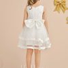 Flower Girl Dresses | Ball-Gown/Princess Scoop Knee-Length Satin/Tulle Flower Girl Dress Ivory – Girls