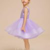 Flower Girl Dresses | Ball-Gown/Princess Scoop Knee-Length Satin/Tulle Flower Girl Dress Lilac – Girls