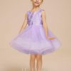 Flower Girl Dresses | Ball-Gown/Princess Scoop Knee-Length Satin/Tulle Flower Girl Dress Lilac – Girls