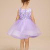 Flower Girl Dresses | Ball-Gown/Princess Scoop Knee-Length Satin/Tulle Flower Girl Dress Lilac – Girls