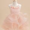 Flower Girl Dresses | Ball-Gown/Princess Scoop Knee-Length Tulle Flower Girl Dress Pearl Pink – Girls