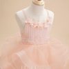 Flower Girl Dresses | Ball-Gown/Princess Scoop Knee-Length Tulle Flower Girl Dress Pearl Pink – Girls