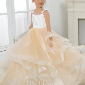 Flower Girl Dresses | Ball-Gown/Princess Square Floor-Length Tulle Flower Girl Dress Champagne – Girls