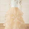 Flower Girl Dresses | Ball-Gown/Princess Square Floor-Length Tulle Flower Girl Dress Champagne – Girls