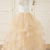 Flower Girl Dresses | Ball-Gown/Princess Square Floor-Length Tulle Flower Girl Dress Champagne – Girls