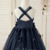 Flower Girl Dresses | Ball-Gown/Princess Square Floor-Length Tulle Flower Girl Dress Dark Navy – Girls