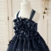 Flower Girl Dresses | Ball-Gown/Princess Square Floor-Length Tulle Flower Girl Dress Dark Navy – Girls